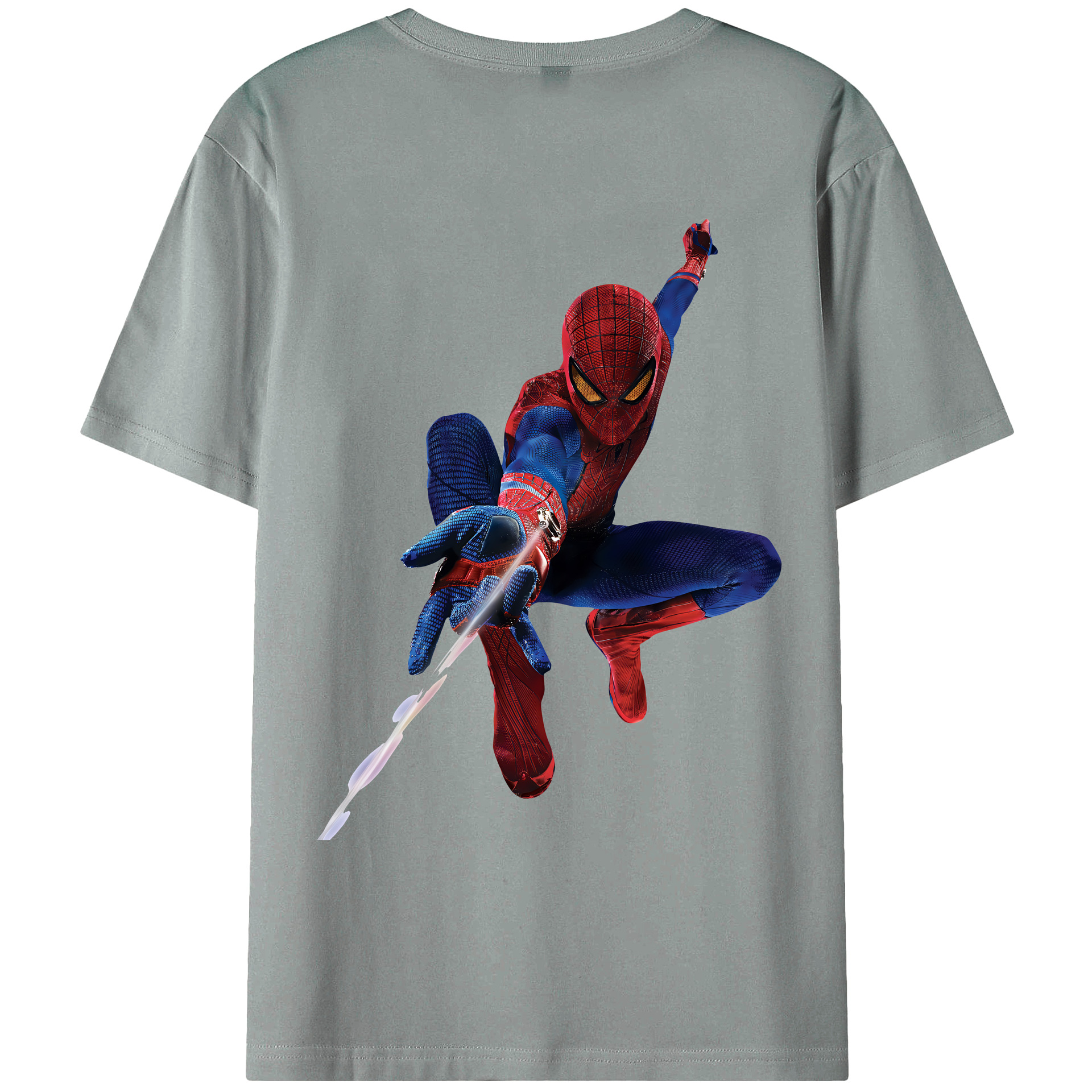 （画像用） Spider Man スパイダーマン 綿100％ メンズ半袖Tシャツ（バックプリント） 通気性